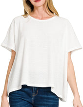 Ribbed Relaxed Top Off White, Sky Blue