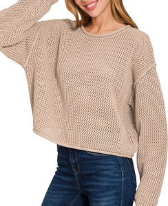 Open Knit Sweater Beige, Jade, Mocha