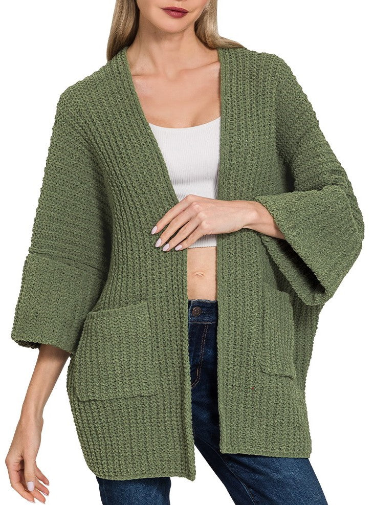 Oversized Cardigan Beige, Olive