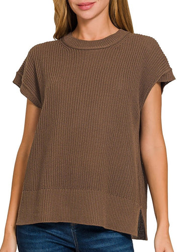 Relaxed Fit Sweater Vest Brown, Grey, Light Mocha, Ivory