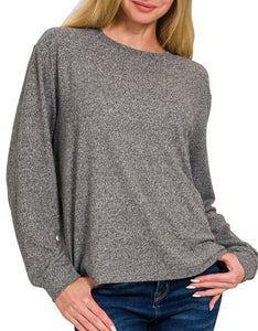 Super Soft Long Sleeve Hacci Top Beige, Jade, Red