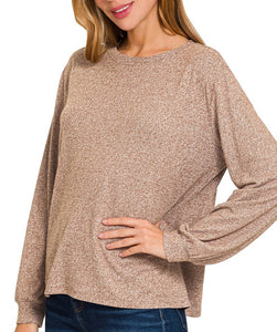 Super Soft Long Sleeve Hacci Top Beige, Jade, Red