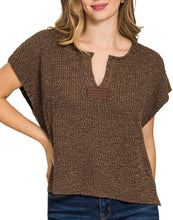 Split Neck Pullover Sweater Brown, Mocha, Rust, Beige, Blue or Camel