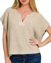 Split Neck Pullover Sweater Mocha, Rust, Beige, Blue or Camel