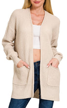 Waffle Cardigan Brown, Beige, Black, Heather Mocha