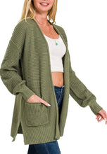 Waffle Cardigan Beige (also in extended sizes) Light Olive, Camel