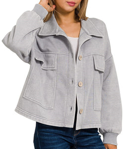Acid Wash Shacket, Ash Mocha, Grey
