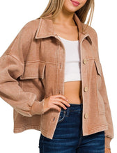 Acid Wash Shacket Ash Mocha, Rust