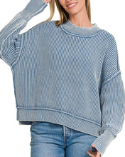 Washed Sweater Mocha, Dusty Blue