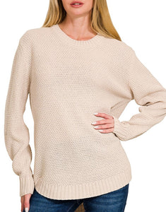 Round Neck Sweater Brown, Beige, Mocha