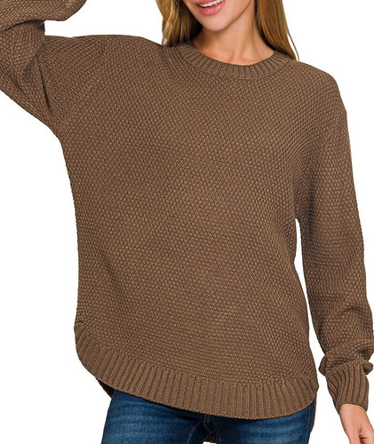 Round Neck Sweater Brown, Beige, Mocha