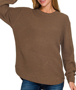Round Neck Sweater Brown, Beige, Mocha
