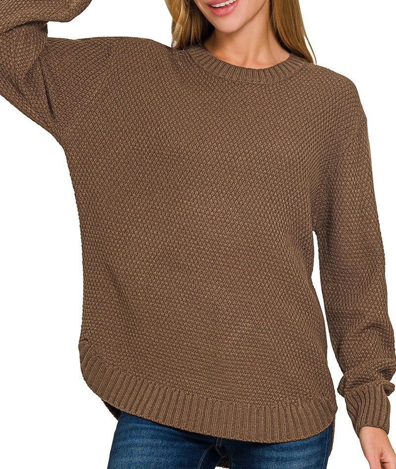 Round Neck Sweater Brown, Beige, Mocha