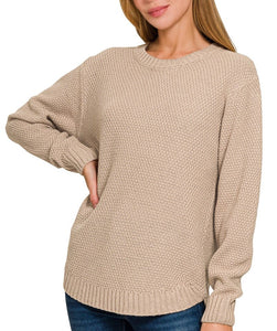 Round Neck Sweater Brown, Beige, Mocha