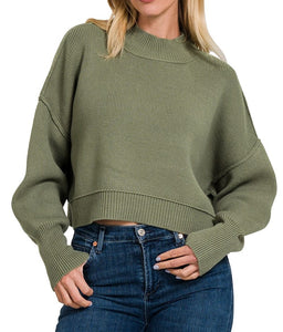 SALE was $42 Be Free Crop Sweater Pink or Olive RESTOCKED