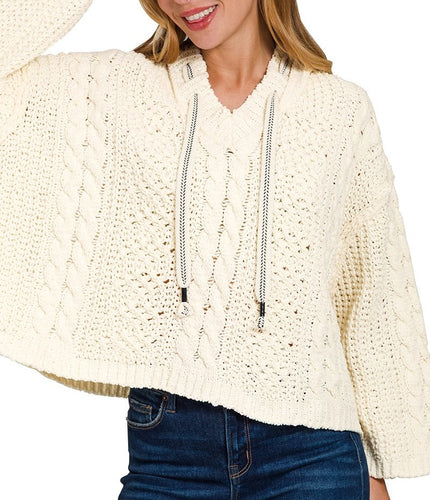 Cable Knit Hoodie Sweater