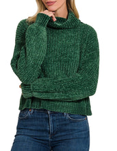 SALE was $35 Chenille Crop Turtleneck Sweater Ash Mocha, Dark Green, Mauve