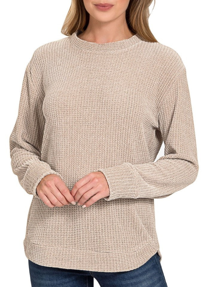 Chenille Soft Sweater, Ash Mocha, Camel, Grey, Ivory