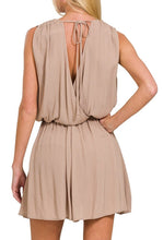 Draped Tie Back Romper Black, Mocha