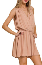 Draped Tie Back Romper Black, Mocha