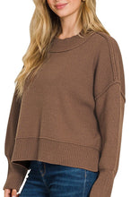 Drop Shoulder Sweater Brown, Forest Green