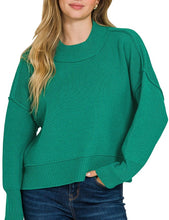 Drop Shoulder Sweater Brown, Forest Green