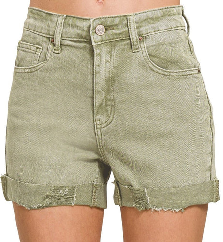 Cuffed Stretch Shorts Olive