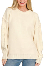 Exposed Seam Chenille Sweater Cream, Mocha