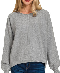 Front Seam Soft Sweater Grey, Ivory, Rust, Brown (Some extended sizes)