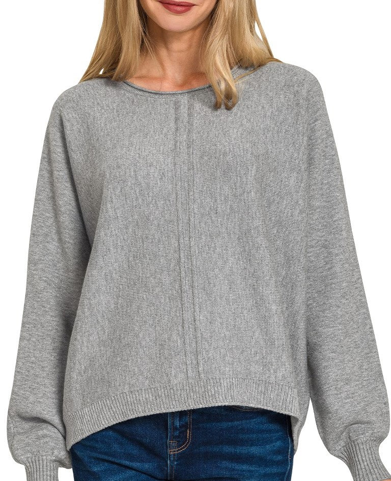 Front Seam Soft Sweater Grey, Ivory, Rust, Brown (Some extended sizes)