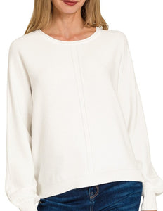 Front Seam Soft Sweater Grey, Ivory, Rust, Brown (Some extended sizes)
