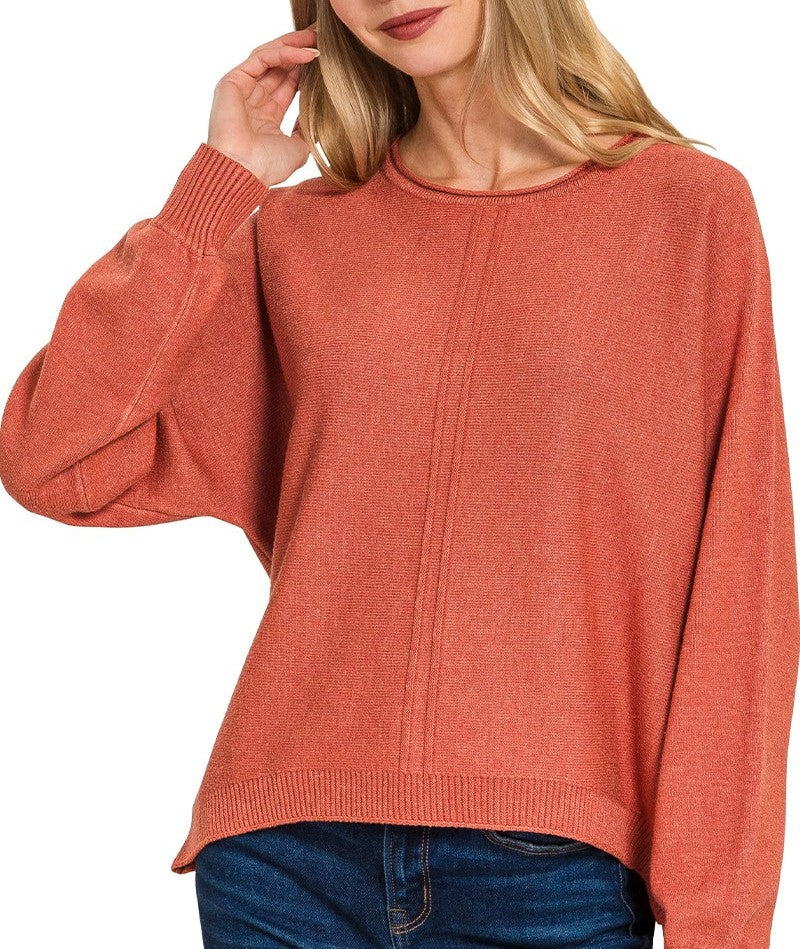 Front Seam Soft Sweater Grey, Ivory, Rust, Brown (Some extended sizes)