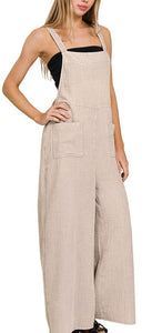 Washed Gauze Overalls Beige, Brown, Dusty Teal
