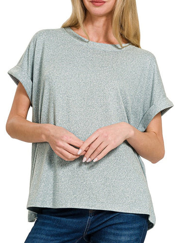 Super Soft Hacci Top, Blue, Olive, Plum