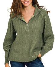 Half Zip Sweater Olive, Rust