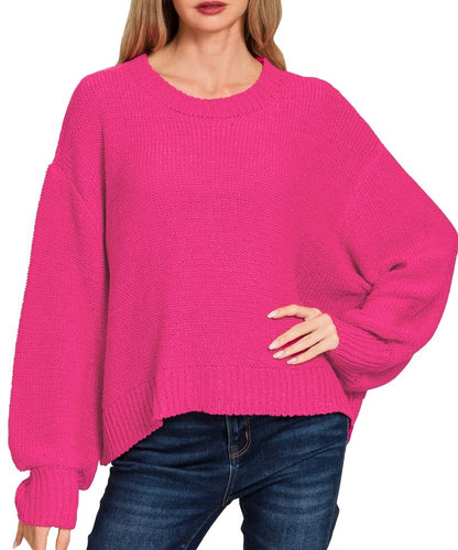 Balloon Sleeve Sweater Pink, Red