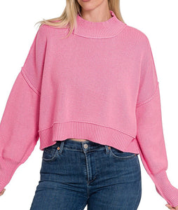 Be Free Crop Sweater Pink