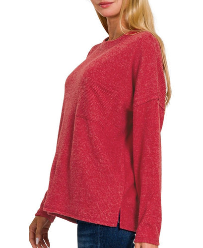 SALE was $29 Ribbed Hacci Sweater Black, Turquoise NEW- RED, RUST