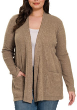 Ribbed Light weight Cardigan Mocha (also in extended sizes)