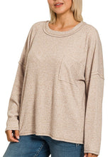 Ribbed Hacci Sweater Mocha, Heather Mocha, Extended Sizes