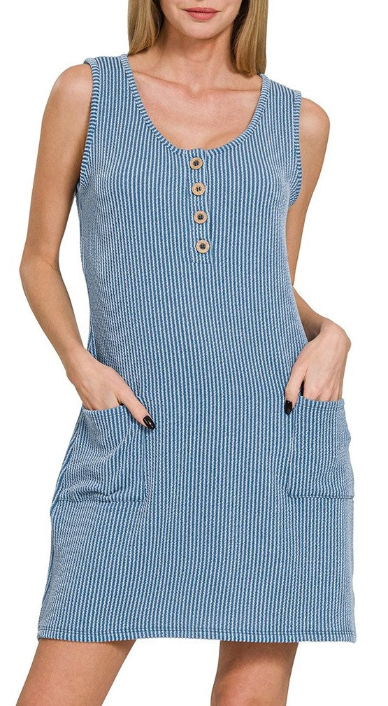 Ribbed Dress/Cover-up Dusty Blue