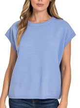 Short Sleeve Viscose Sweater Blue, Pink