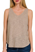 V Neck Slub Tank Top Mocha, Rose