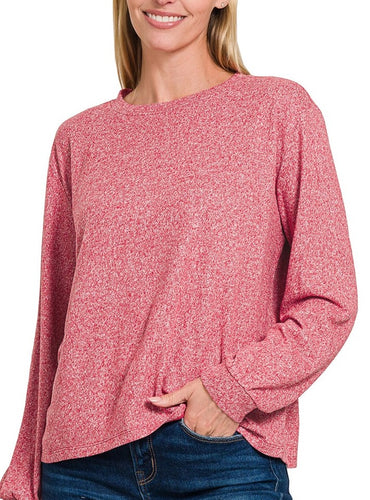 Super Soft Long Sleeve Hacci Top Beige, Jade, Red