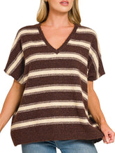 Stripe Boxy Sweater Brown, Teal