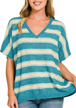Stripe Boxy Sweater Brown, Teal