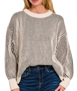 Two Tone Sweater Black, Brown