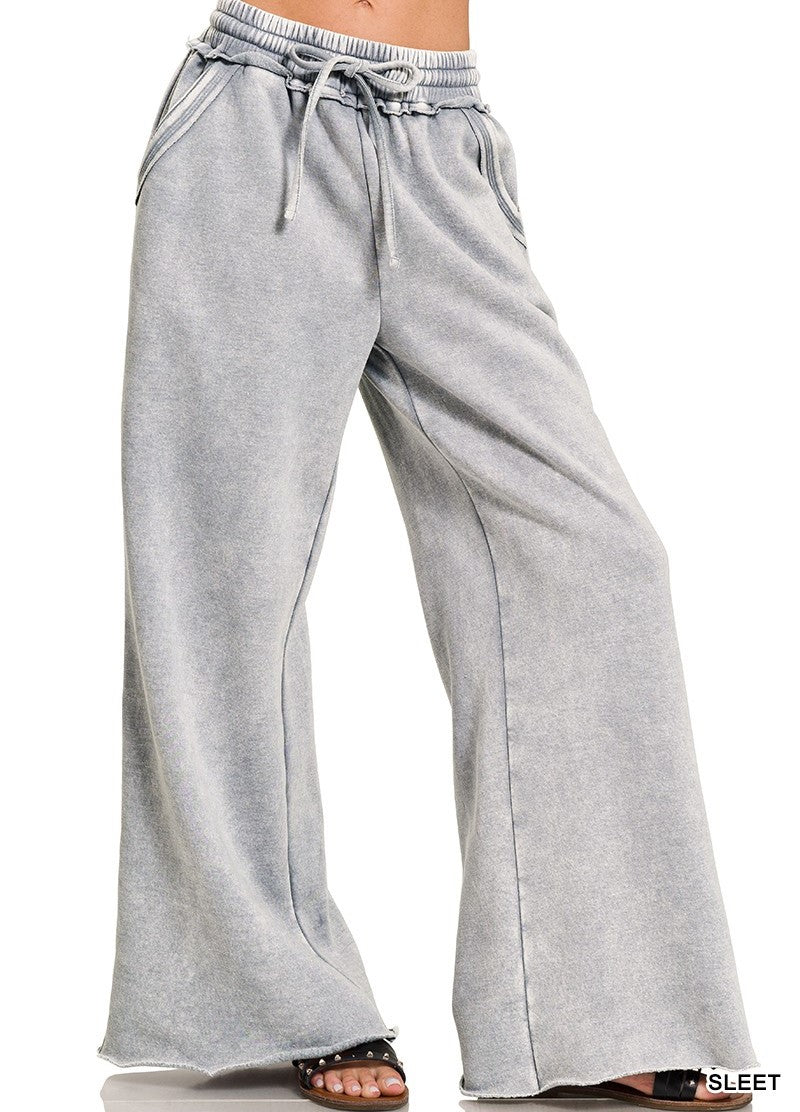 Washed Palazzo Sweatpants Sleet