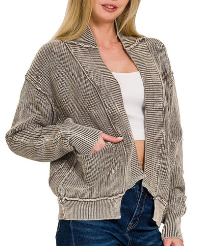 Washed Cardigan Mocha