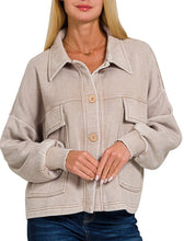 Acid Wash Shacket, Ash Mocha, Grey